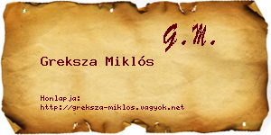 Greksza Miklós névjegykártya